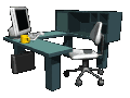 Animated gif of a 3D rendered office cubicle